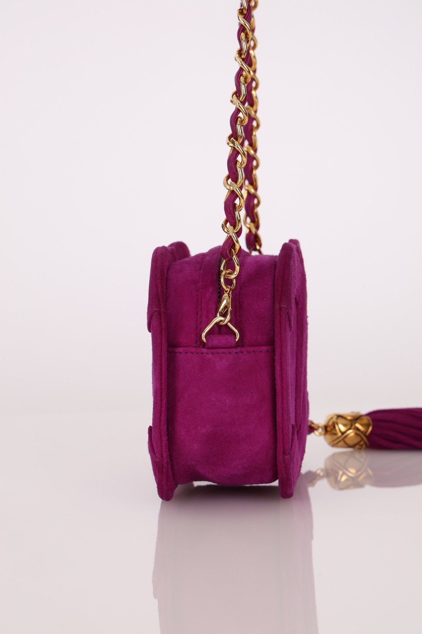 Chanel 2002 Magenta Suede Tassel Camera Bag 24K GP - FashioNica
