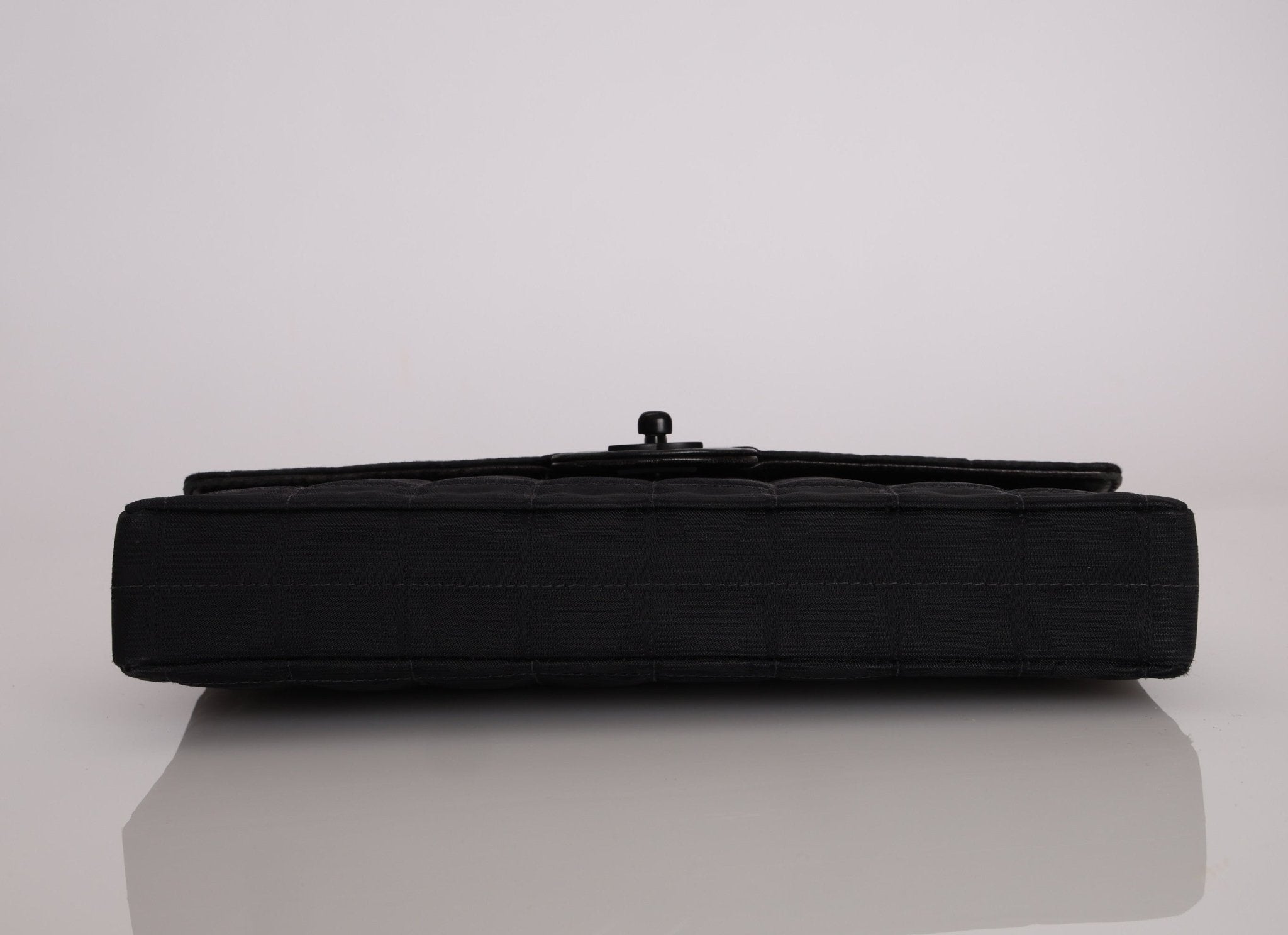 Chanel 2002 Nylon So Black Chocolate Bar East West Flap Bag - FashioNica