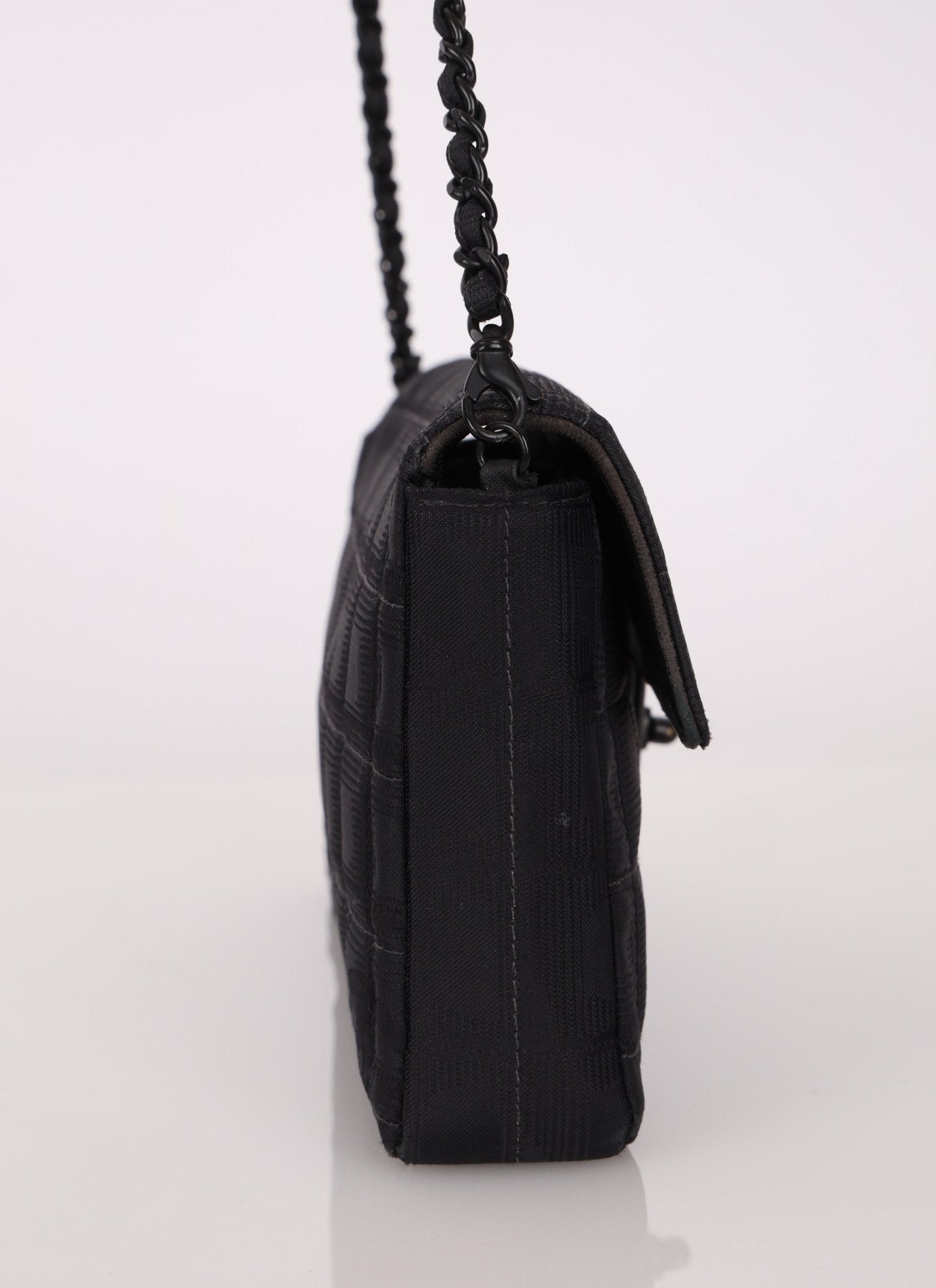 Chanel 2002 Nylon So Black Chocolate Bar East West Flap Bag - FashioNica