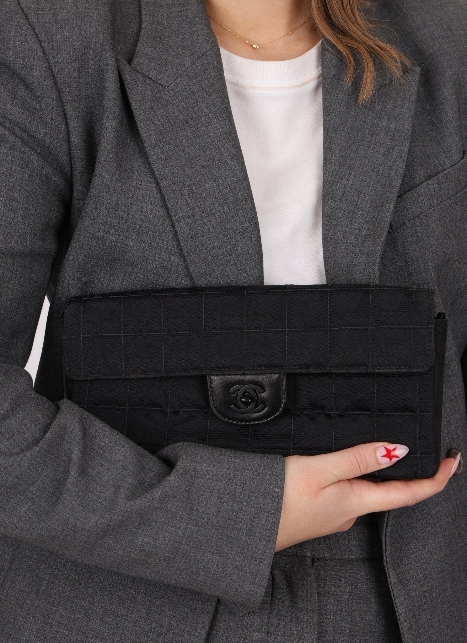 Chanel 2002 Nylon So Black Chocolate Bar East West Flap Bag - FashioNica