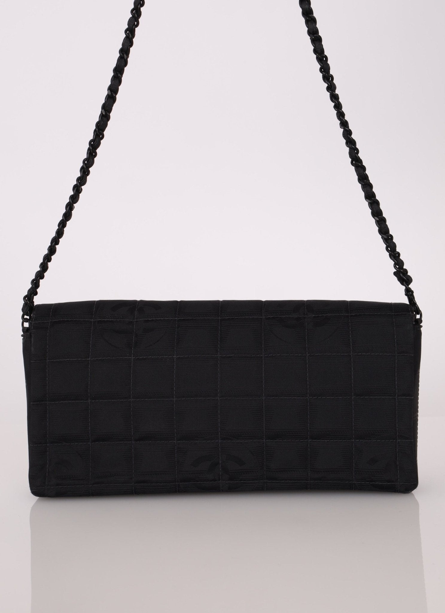 Chanel 2002 Nylon So Black Chocolate Bar East West Flap Bag - FashioNica