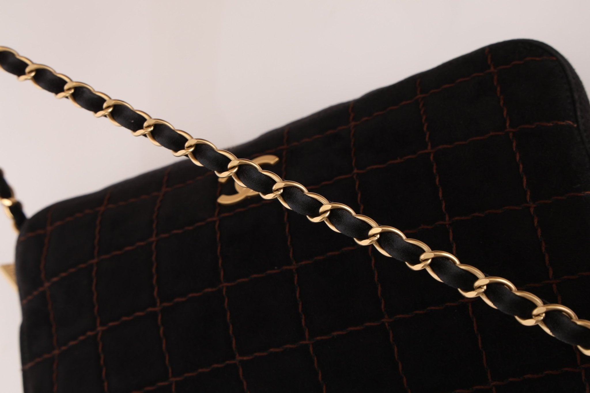 Chanel 2002 Suede Chocolate Bar Camera Bag 24K GP - FashioNica