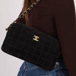 Chanel 2002 Suede Chocolate Bar Camera Bag 24K GP - FashioNica