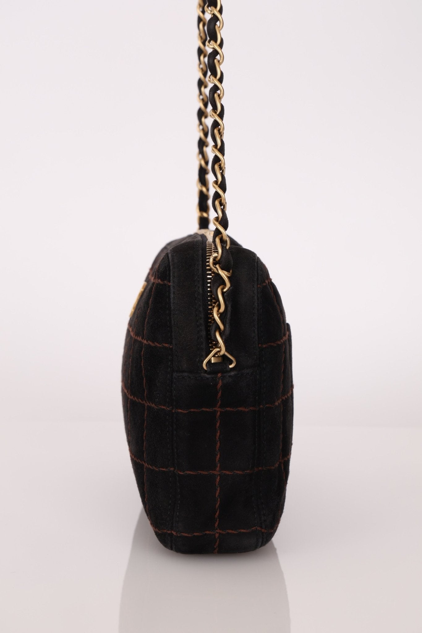 Chanel 2002 Suede Chocolate Bar Camera Bag 24K GP - FashioNica