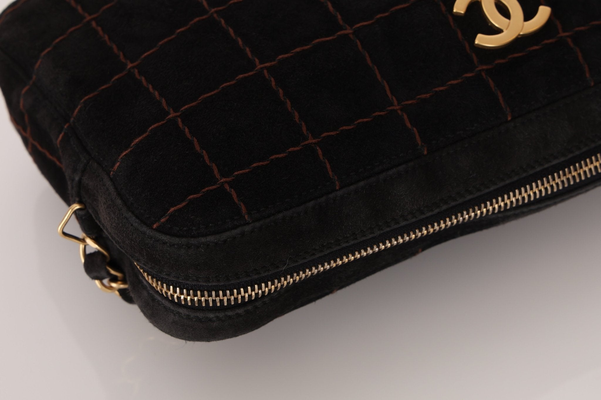 Chanel 2002 Suede Chocolate Bar Camera Bag 24K GP - FashioNica