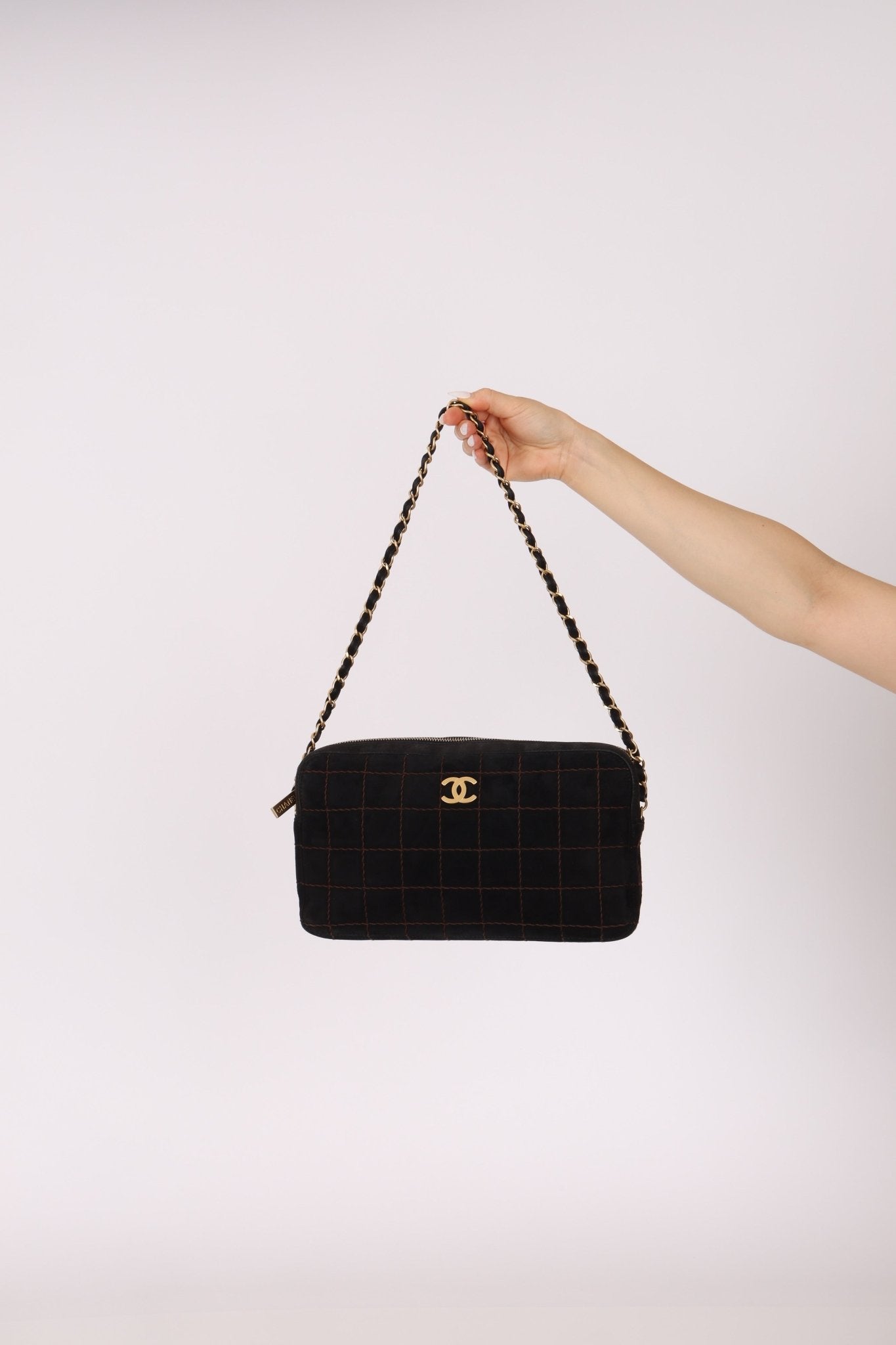 Chanel 2002 Suede Chocolate Bar Camera Bag 24K GP - FashioNica