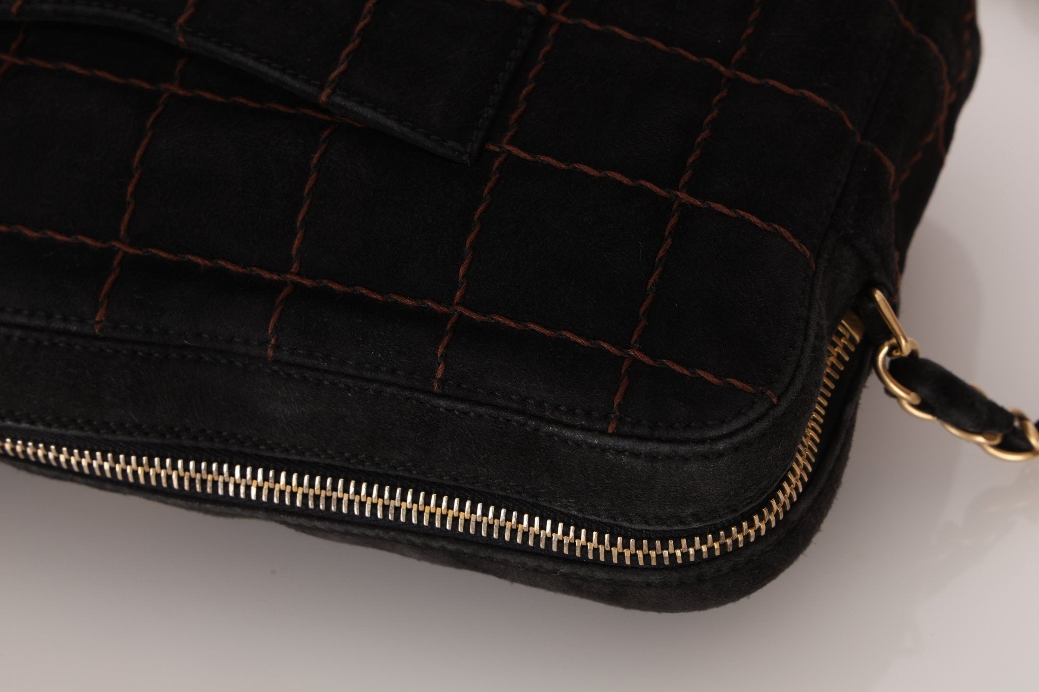 Chanel 2002 Suede Chocolate Bar Camera Bag 24K GP - FashioNica