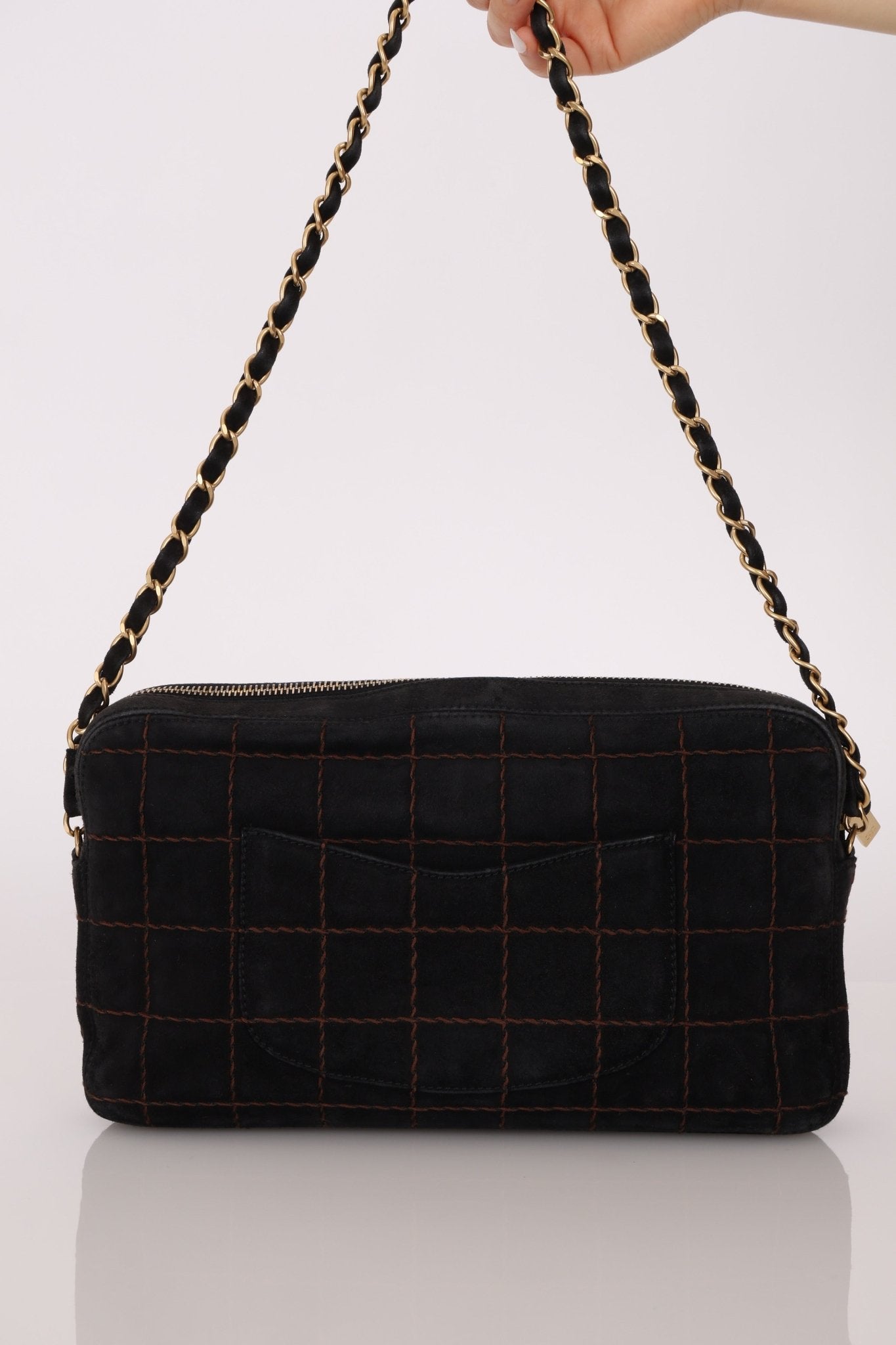 Chanel 2002 Suede Chocolate Bar Camera Bag 24K GP - FashioNica