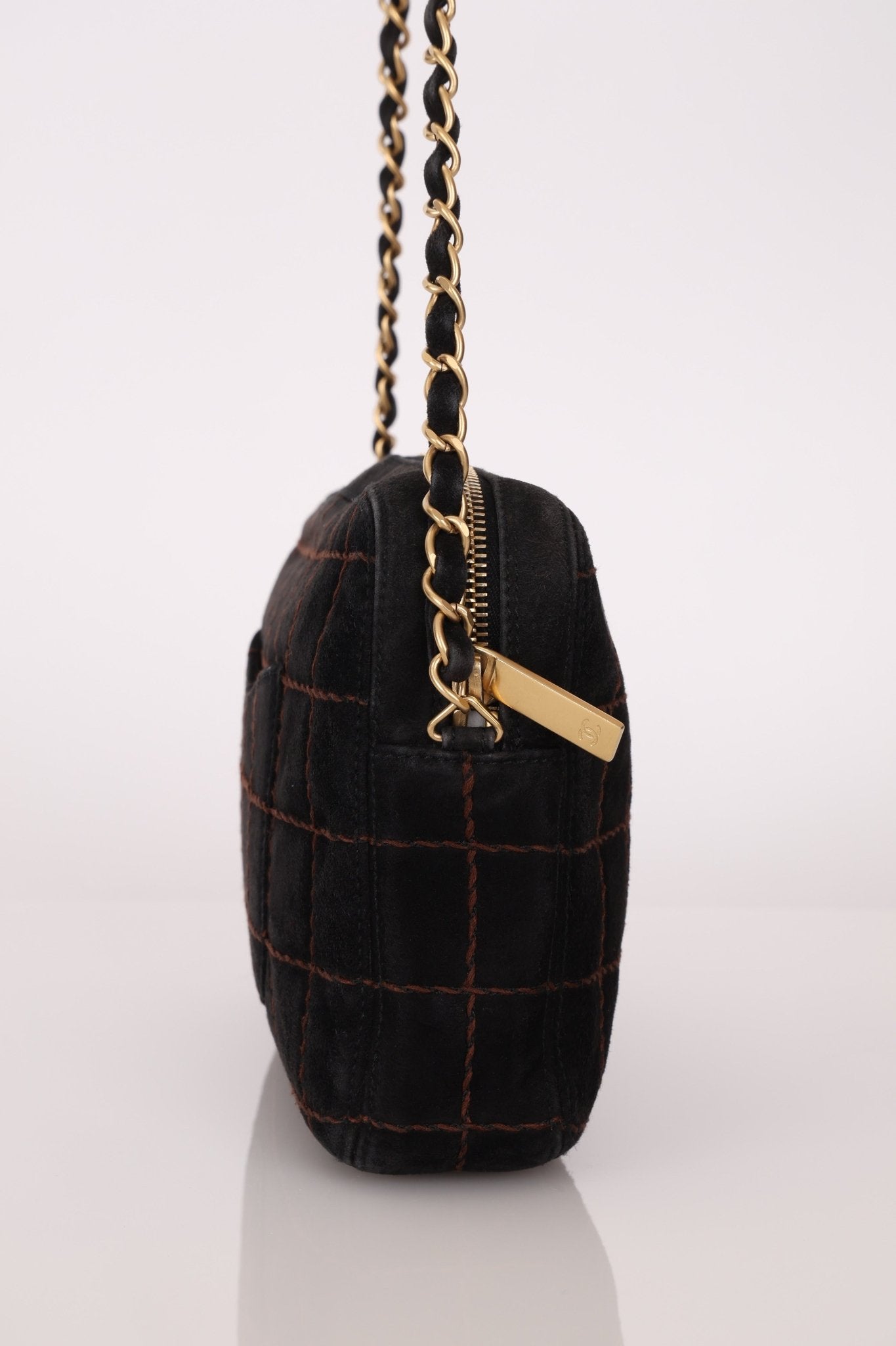 Chanel 2002 Suede Chocolate Bar Camera Bag 24K GP - FashioNica