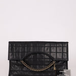Chanel 2003 Lambskin Chocolate Bar Quilted Foldover Clutch 24k GP - FashioNica