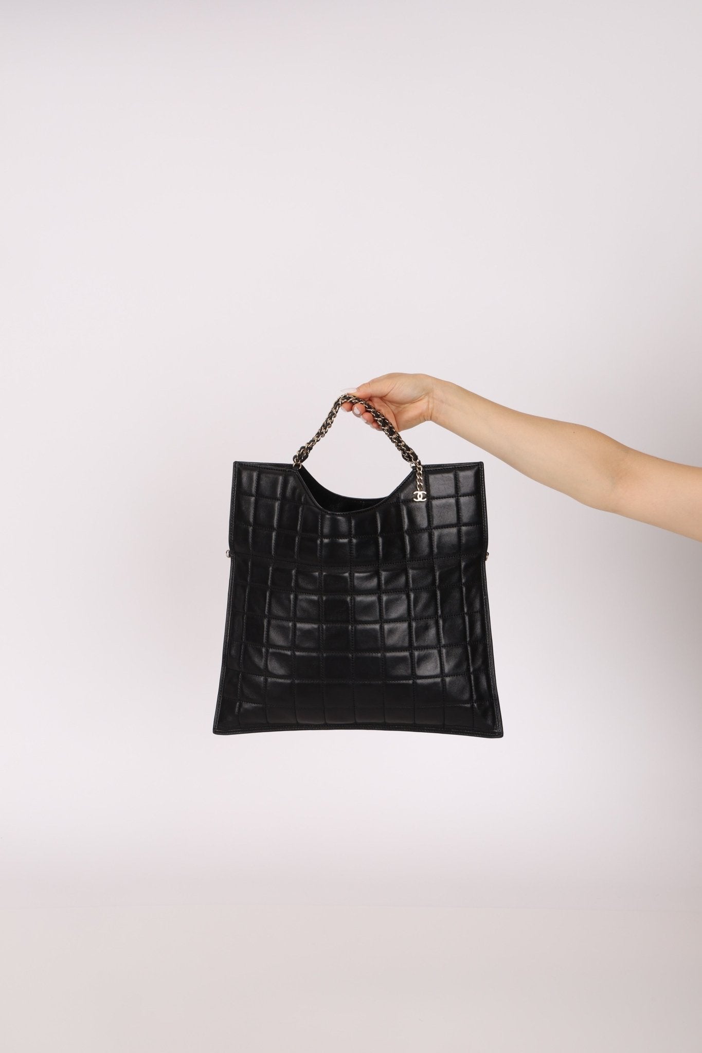 Chanel 2003 Lambskin Chocolate Bar Quilted Foldover Clutch 24k GP - FashioNica