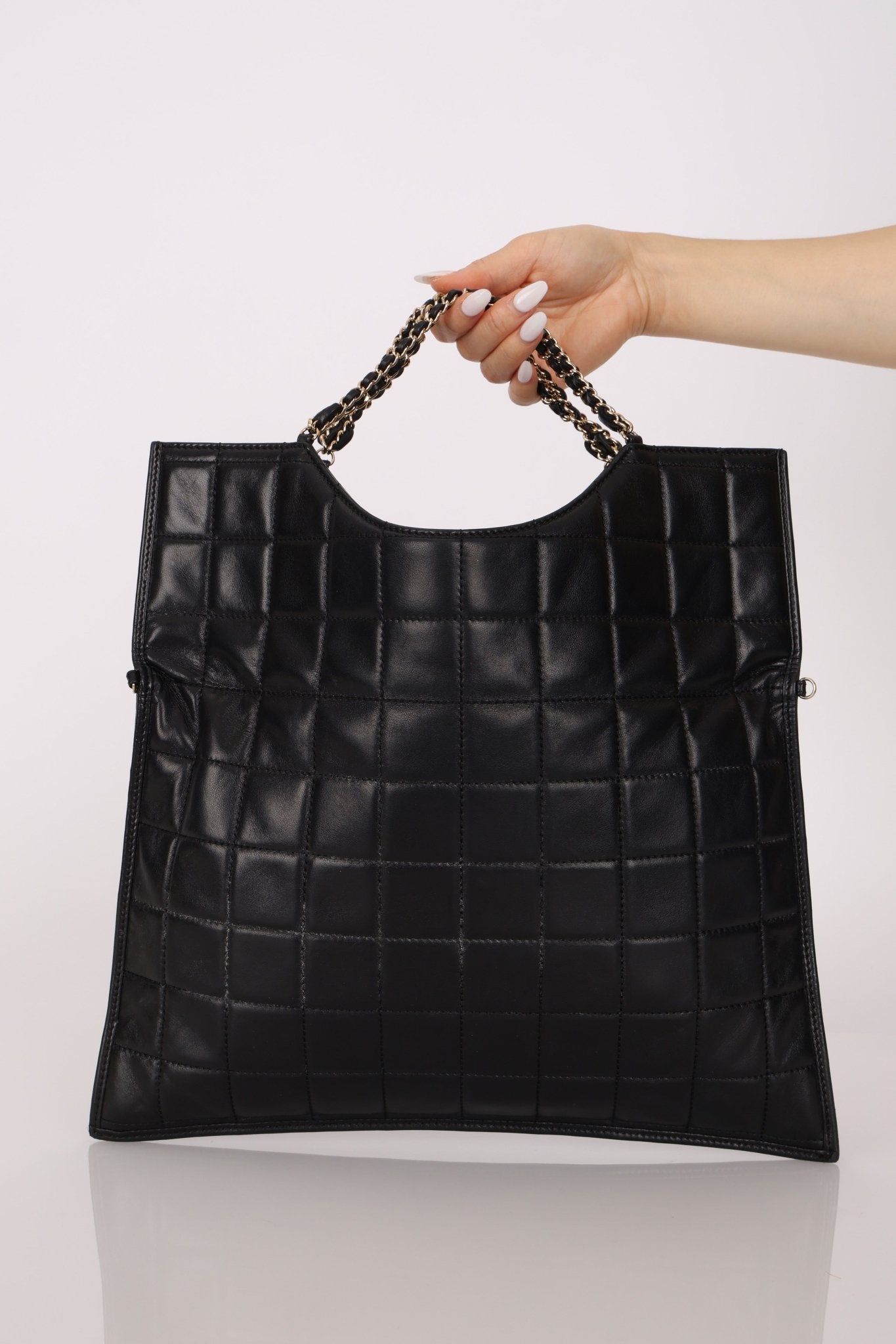 Chanel 2003 Lambskin Chocolate Bar Quilted Foldover Clutch 24k GP - FashioNica