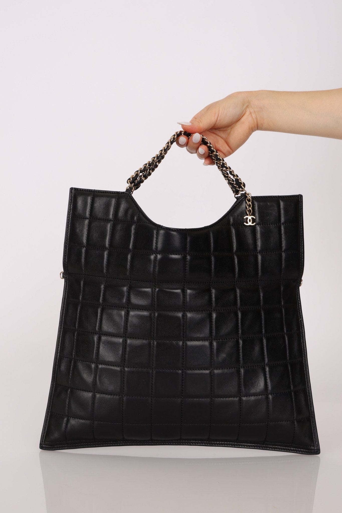 Chanel 2003 Lambskin Chocolate Bar Quilted Foldover Clutch 24k GP - FashioNica