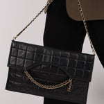 Chanel 2003 Lambskin Chocolate Bar Quilted Foldover Clutch 24k GP - FashioNica