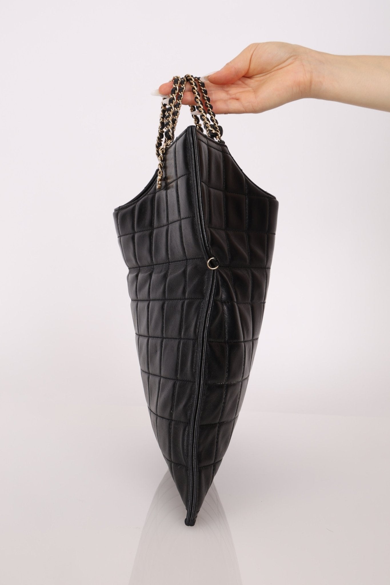 Chanel 2003 Lambskin Chocolate Bar Quilted Foldover Clutch 24k GP - FashioNica