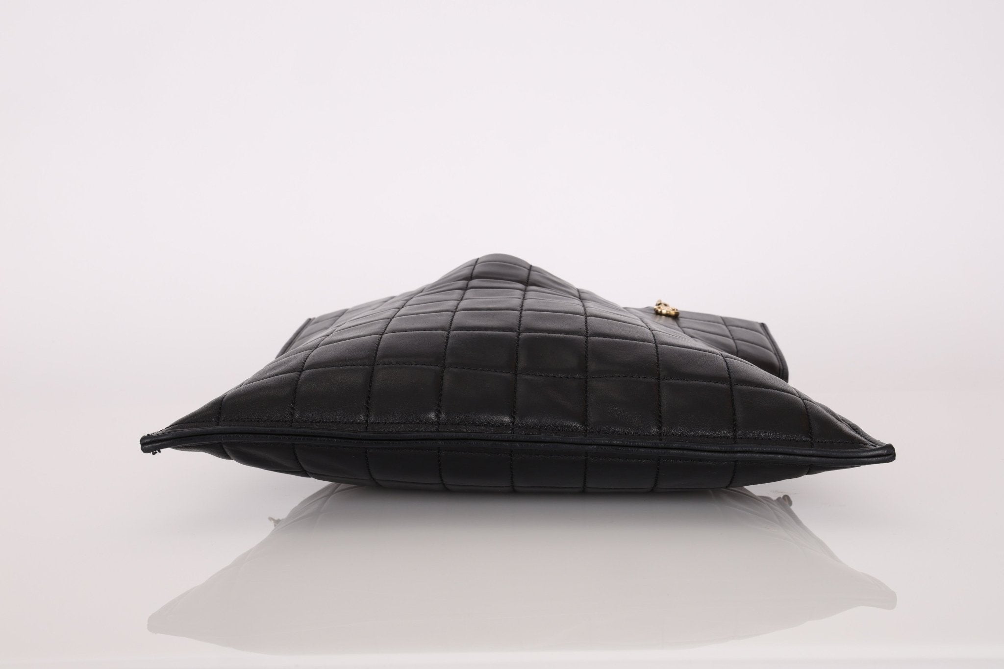 Chanel 2003 Lambskin Chocolate Bar Quilted Foldover Clutch 24k GP - FashioNica