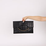 Chanel 2003 Lambskin Chocolate Bar Quilted Foldover Clutch 24k GP - FashioNica