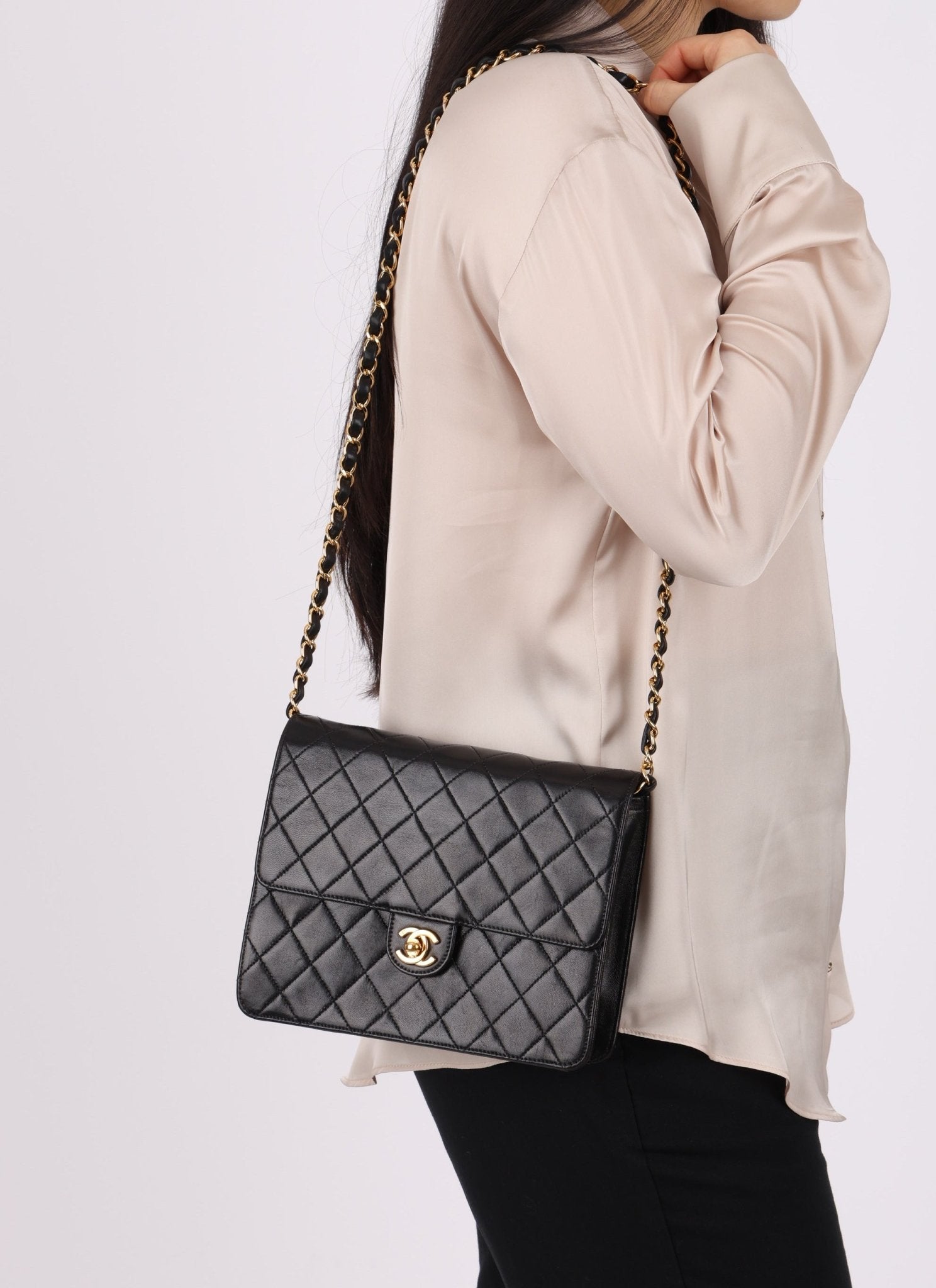 Chanel 2003 Lambskin Turnlock Square Single Half Flap - FashioNica