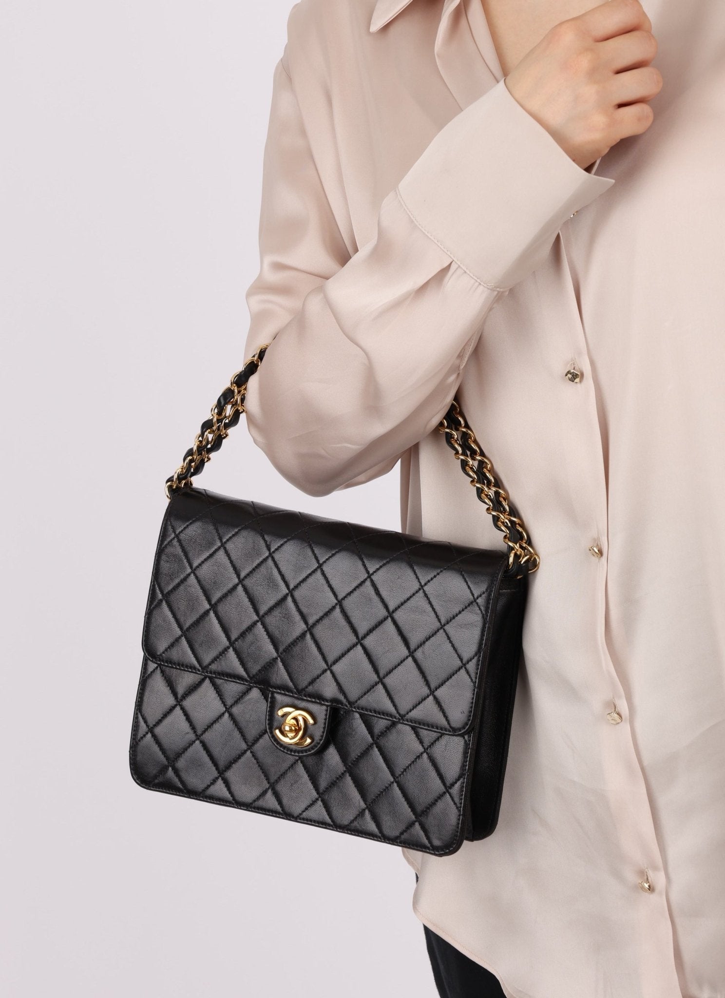 Chanel 2003 Lambskin Turnlock Square Single Half Flap - FashioNica