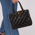 Chanel 2003 Lambskin XL Logo Tote 24K GP - FashioNica