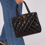 Chanel 2003 Lambskin XL Logo Tote 24K GP - FashioNica