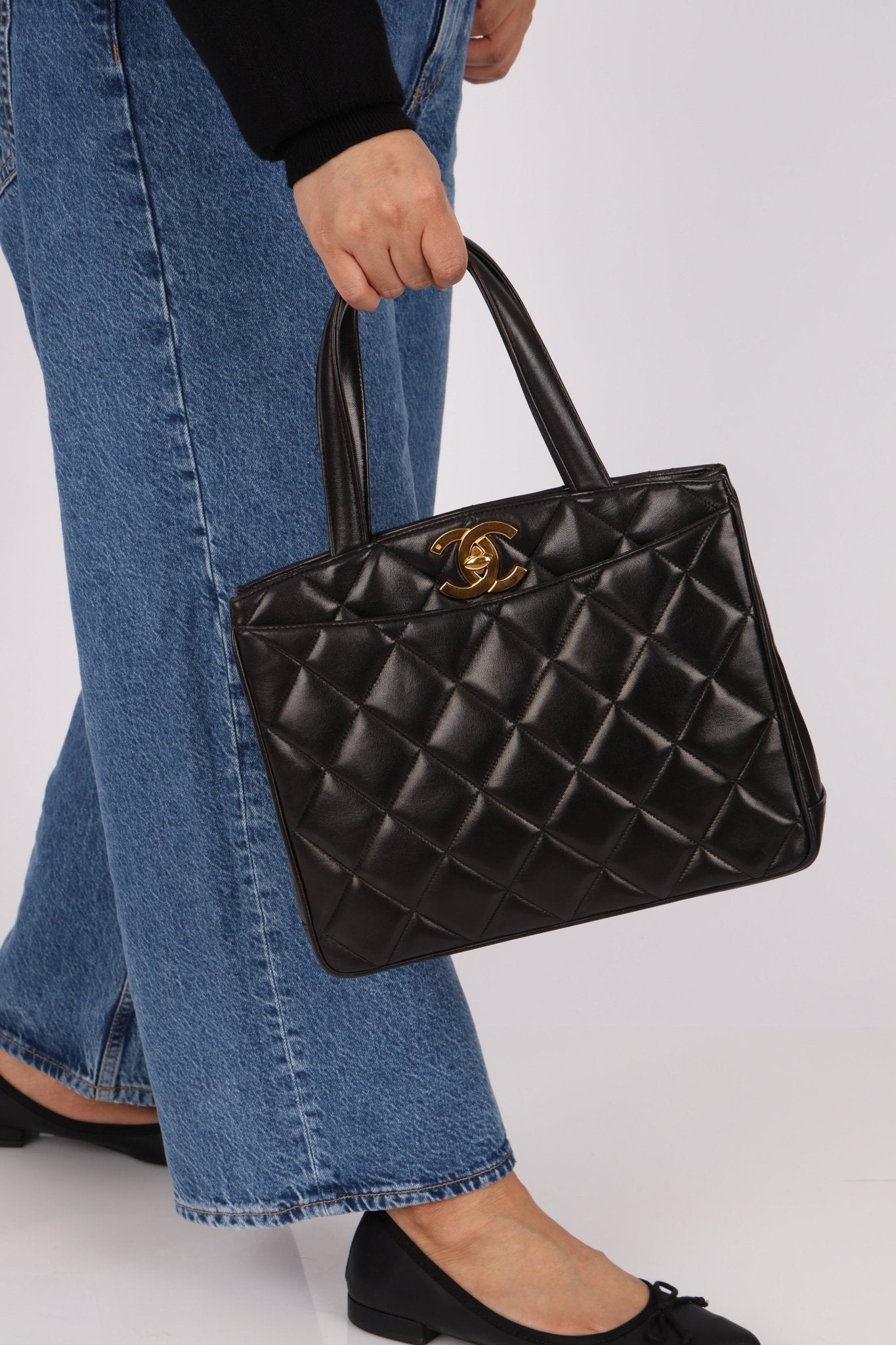 Chanel 2003 Lambskin XL Logo Tote 24K GP - FashioNica