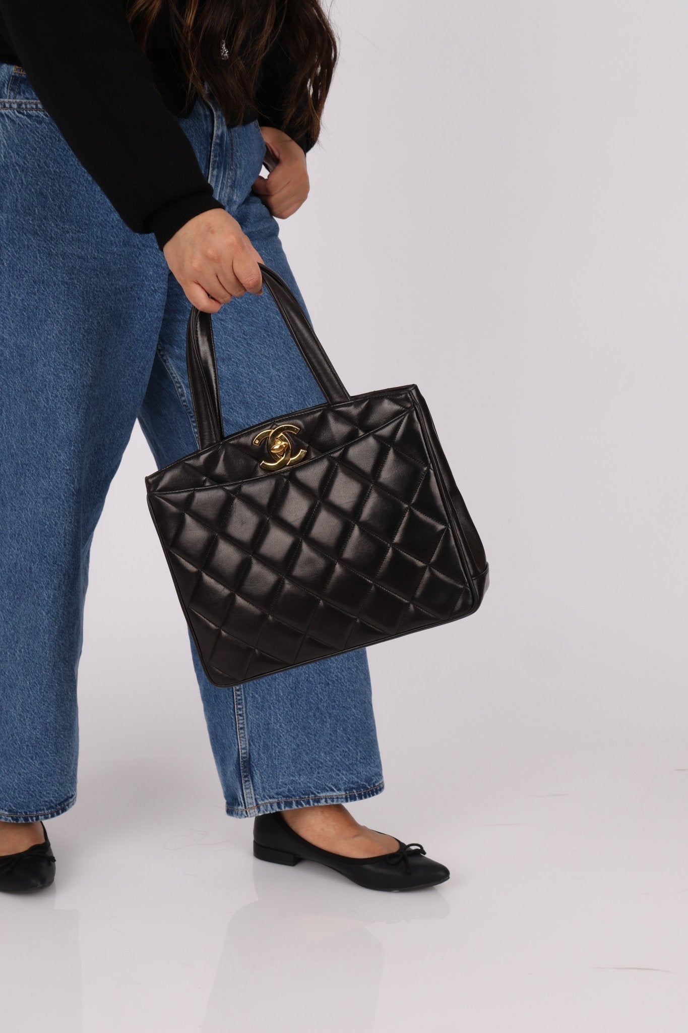 Chanel 2003 Lambskin XL Logo Tote 24K GP - FashioNica