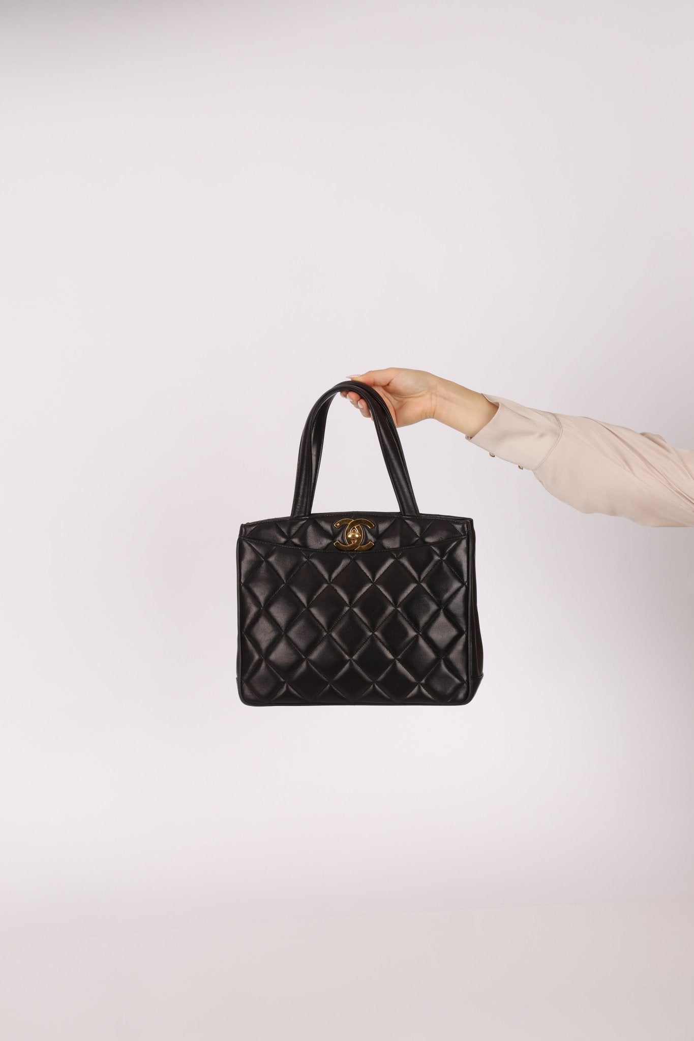 Chanel 2003 Lambskin XL Logo Tote 24K GP - FashioNica