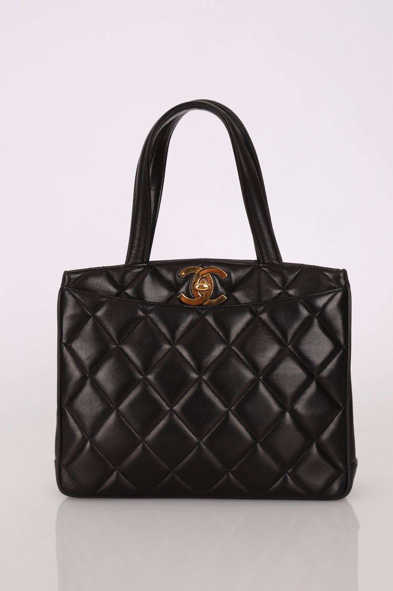 Chanel 2003 Lambskin XL Logo Tote 24K GP - FashioNica