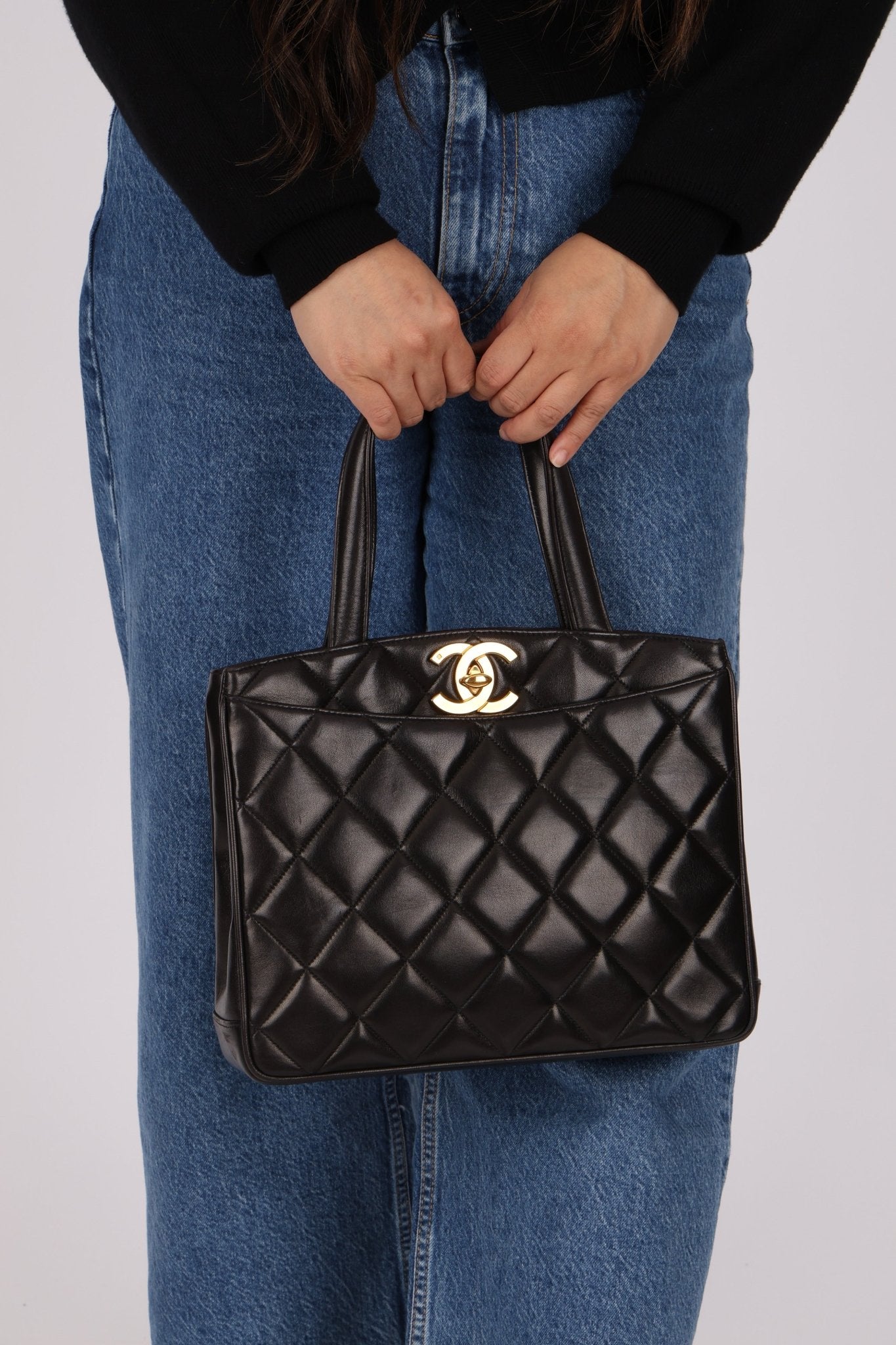 Chanel 2003 Lambskin XL Logo Tote 24K GP - FashioNica