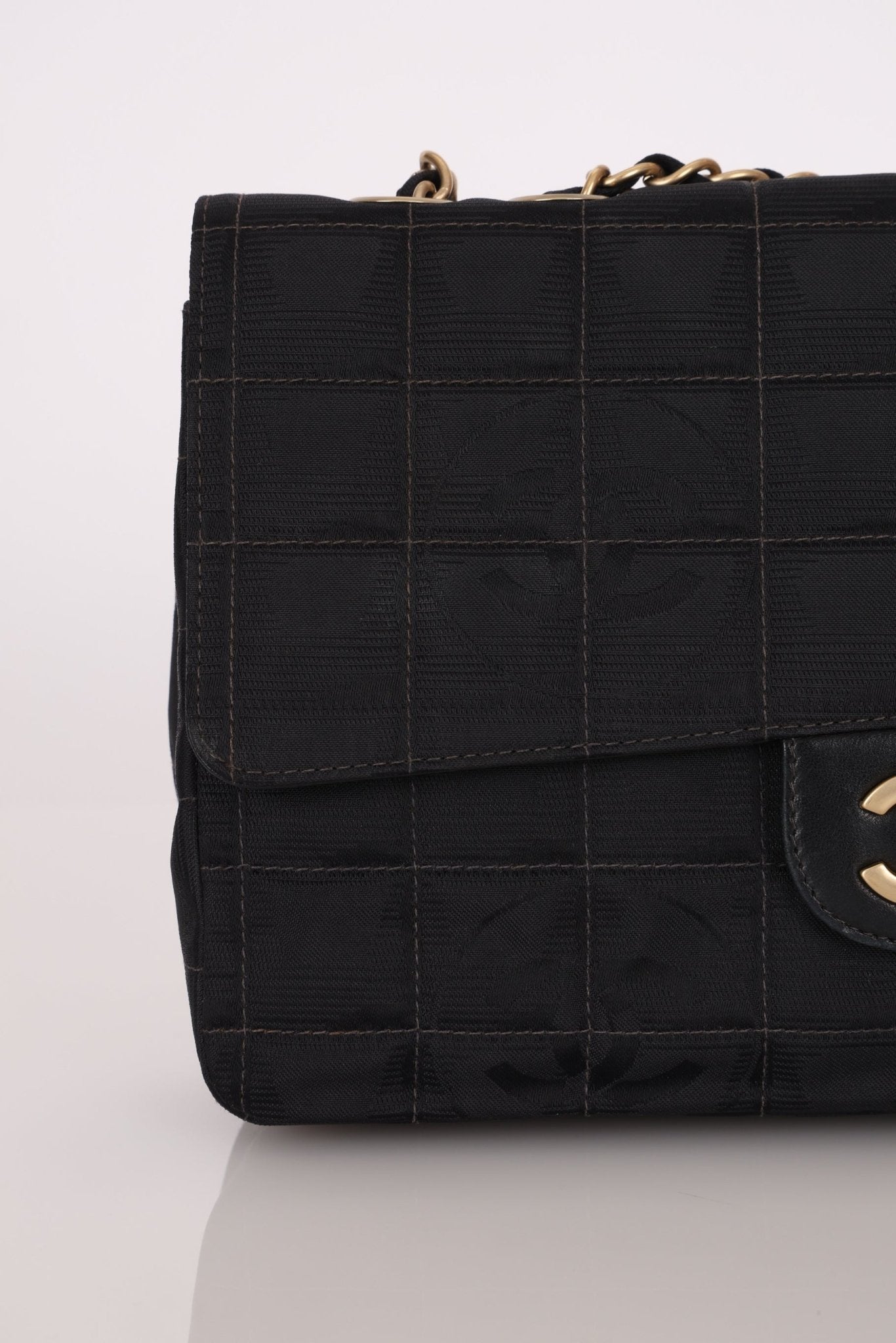 Chanel 2003 Nylon Chocolate Bar Medium Single Flap GHW - FashioNica