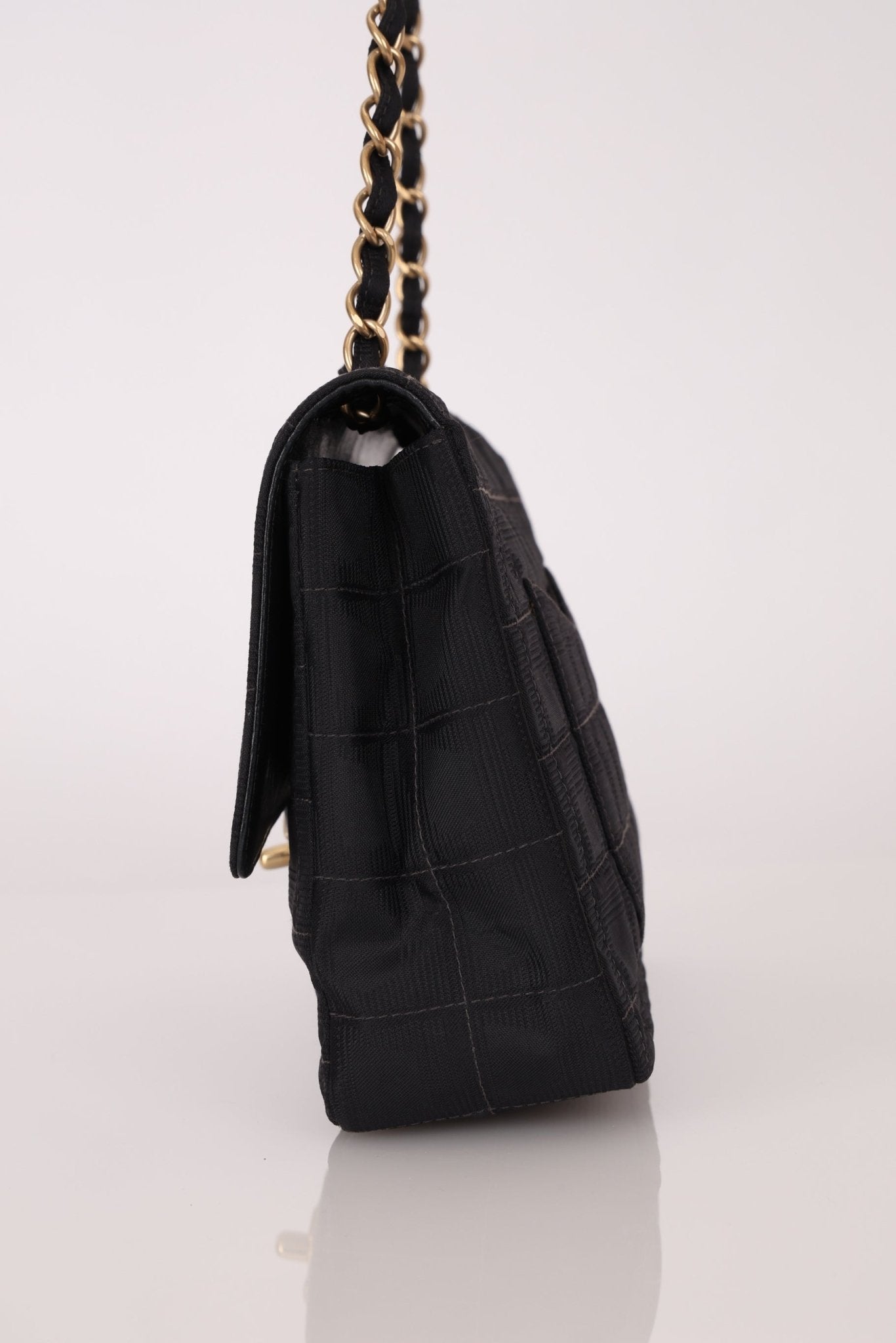 Chanel 2003 Nylon Chocolate Bar Medium Single Flap GHW - FashioNica