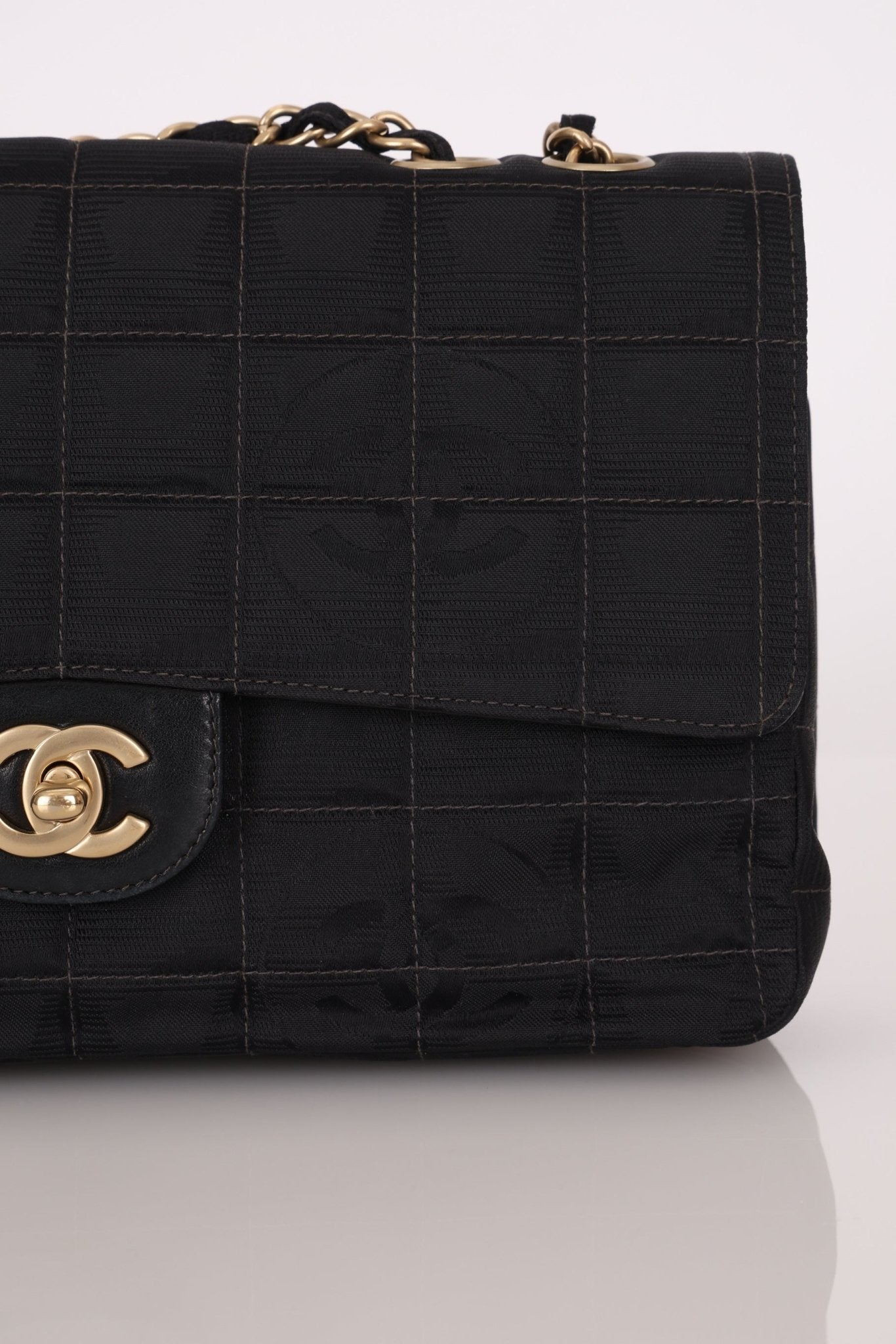 Chanel 2003 Nylon Chocolate Bar Medium Single Flap GHW - FashioNica