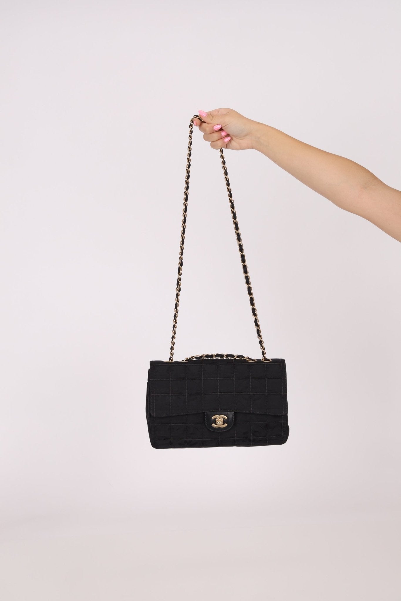 Chanel 2003 Nylon Chocolate Bar Medium Single Flap GHW - FashioNica