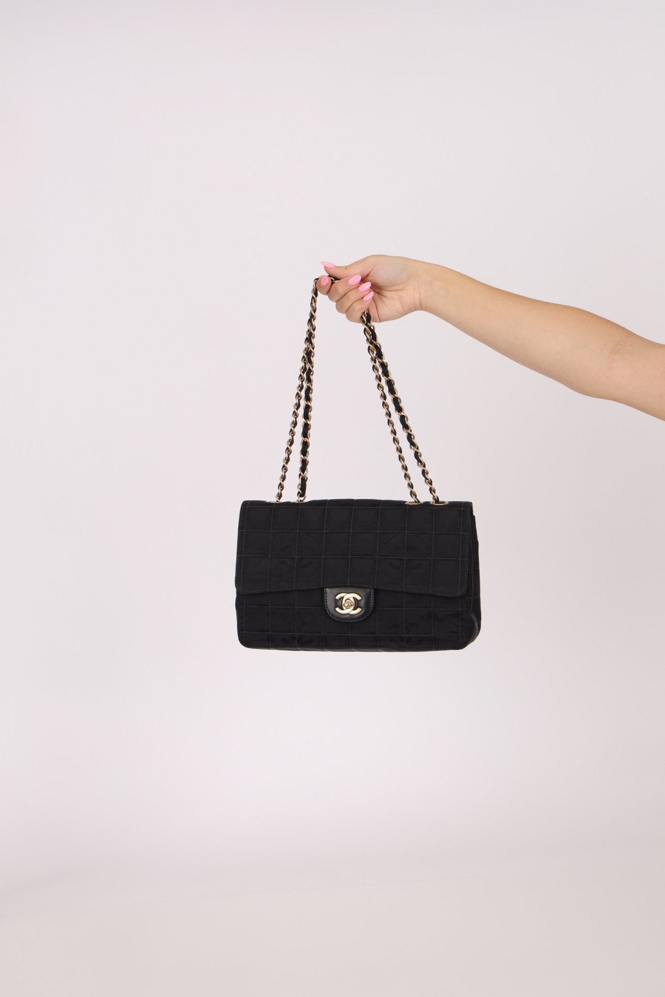 Chanel 2003 Nylon Chocolate Bar Medium Single Flap GHW - FashioNica