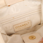 Chanel 2003 Soft Calfskin Ivory Whipstitch Wood Top Handle Mini Tote - FashioNica