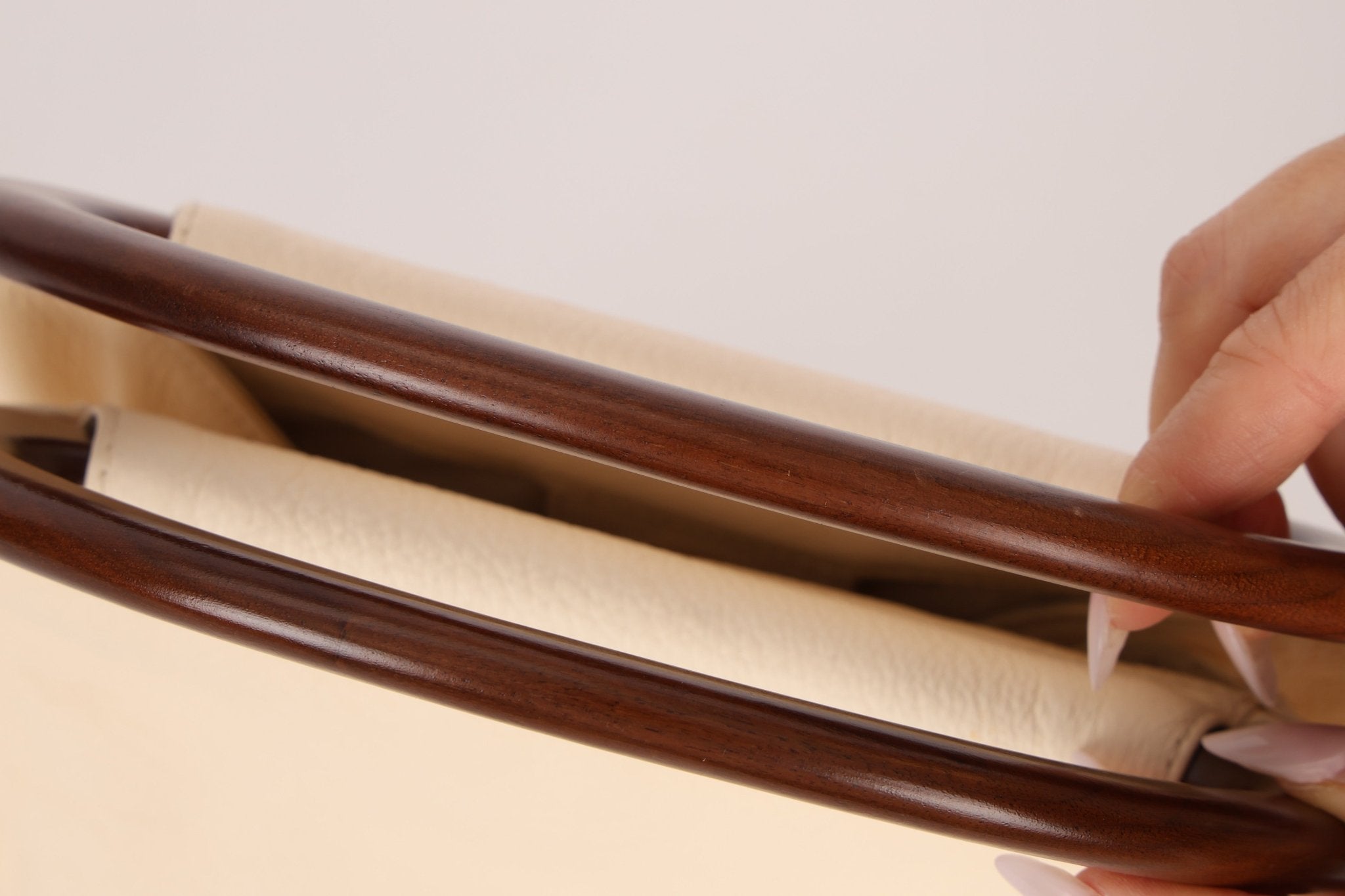 Chanel 2003 Soft Calfskin Ivory Whipstitch Wood Top Handle Mini Tote - FashioNica