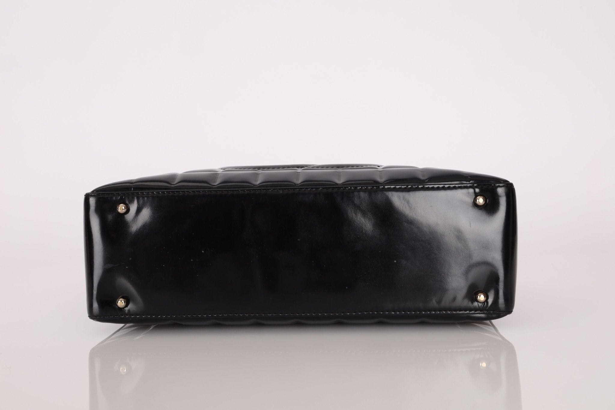 Chanel 2003 Vintage Black Patent Chocolate Bar Shoulder Bag - FashioNica