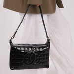 Chanel 2003 Vintage Black Patent Chocolate Bar Shoulder Bag - FashioNica