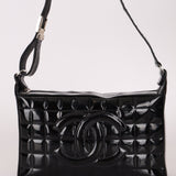 Chanel 2003 Vintage Black Patent Chocolate Bar Shoulder Bag - FashioNica