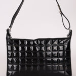 Chanel 2003 Vintage Black Patent Chocolate Bar Shoulder Bag - FashioNica
