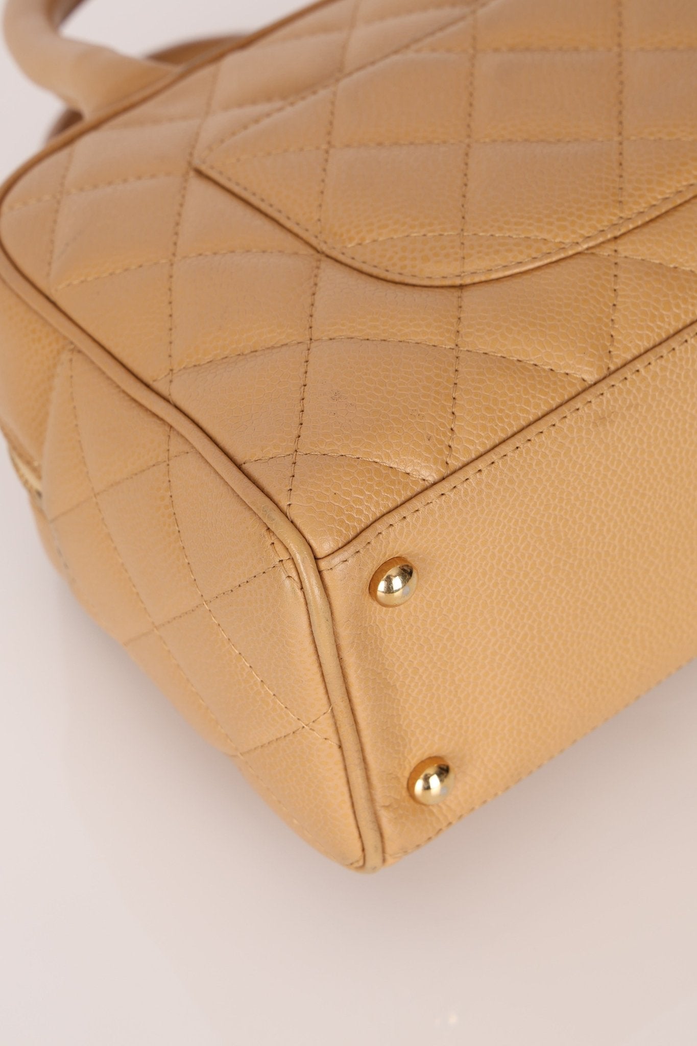 Chanel 2004 Beige Caviar Timeless Boston Bag 24k GP - FashioNica