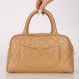 Chanel 2004 Beige Caviar Timeless Boston Bag 24k GP - FashioNica