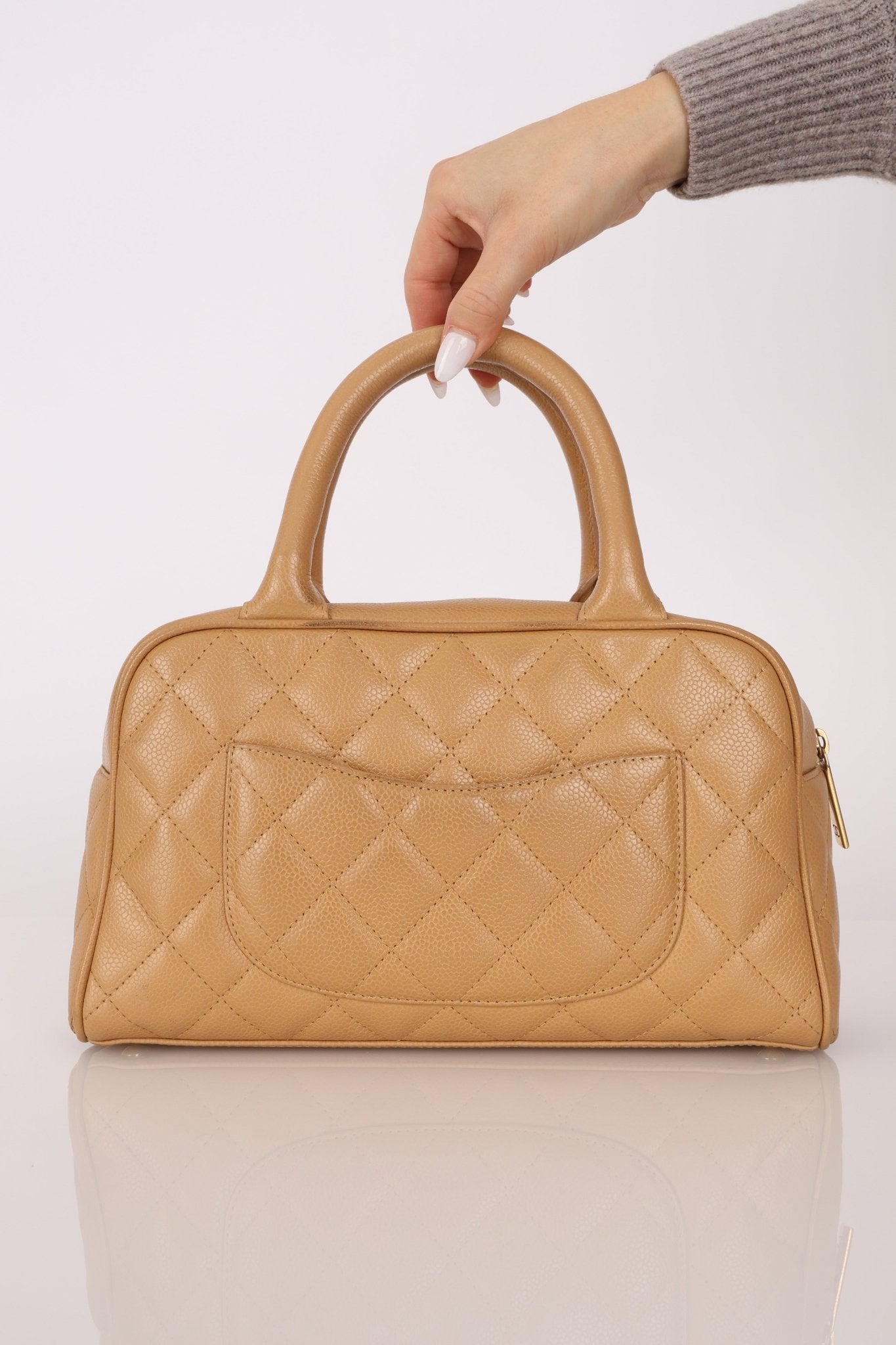 Chanel 2004 Beige Caviar Timeless Boston Bag 24k GP - FashioNica