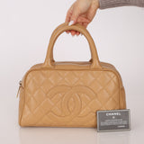 Chanel 2004 Beige Caviar Timeless Boston Bag 24k GP - FashioNica