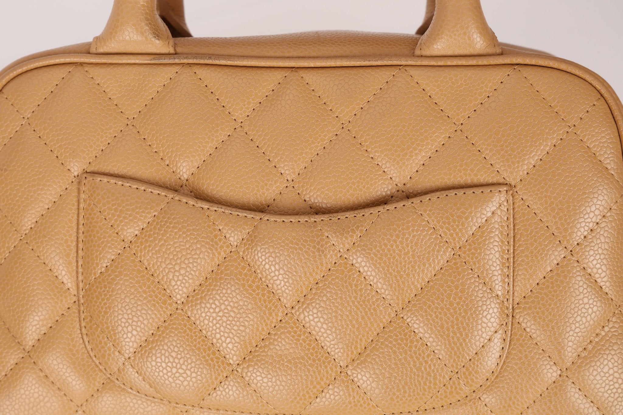 Chanel 2004 Beige Caviar Timeless Boston Bag 24k GP - FashioNica