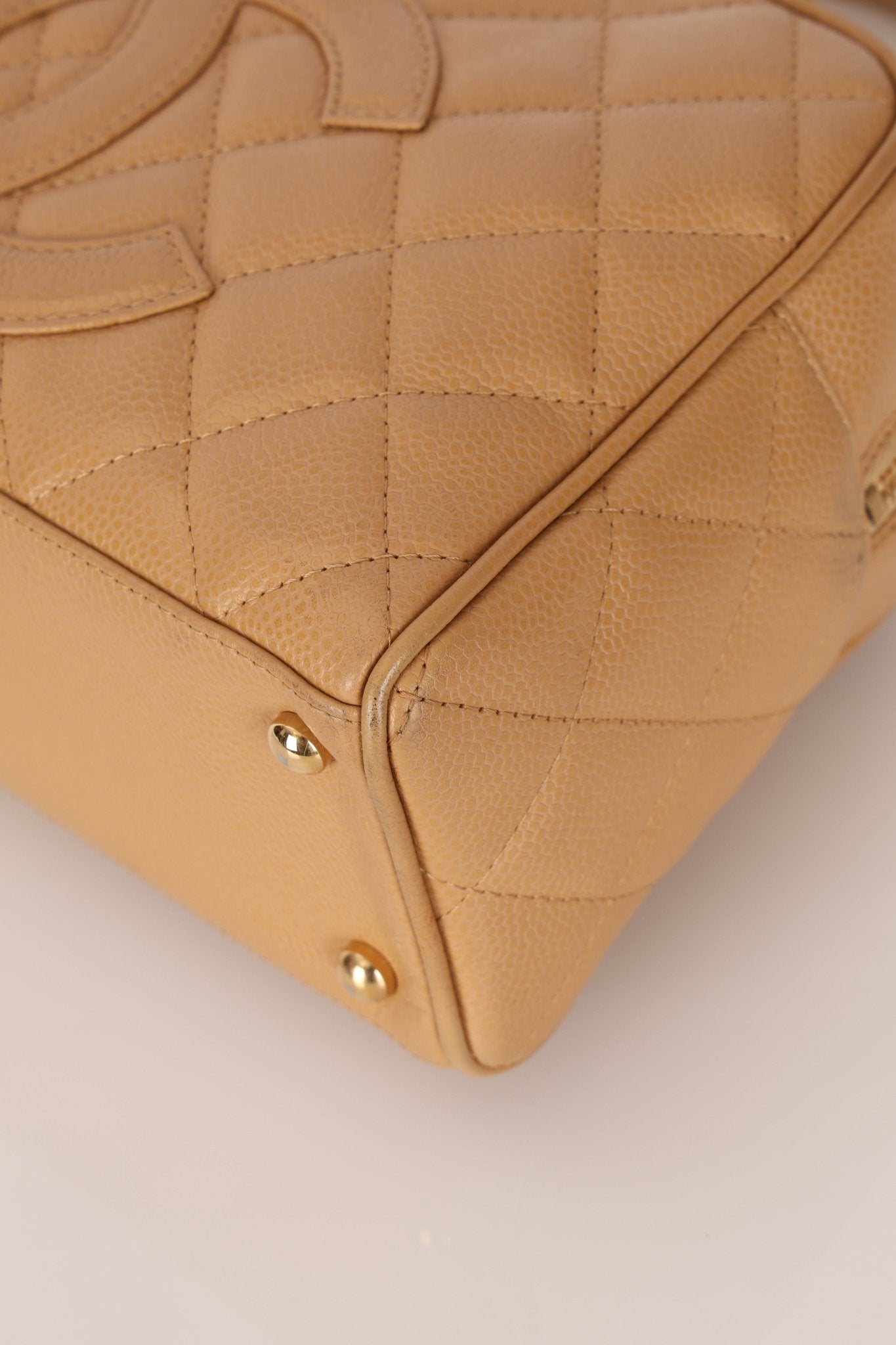 Chanel 2004 Beige Caviar Timeless Boston Bag 24k GP - FashioNica