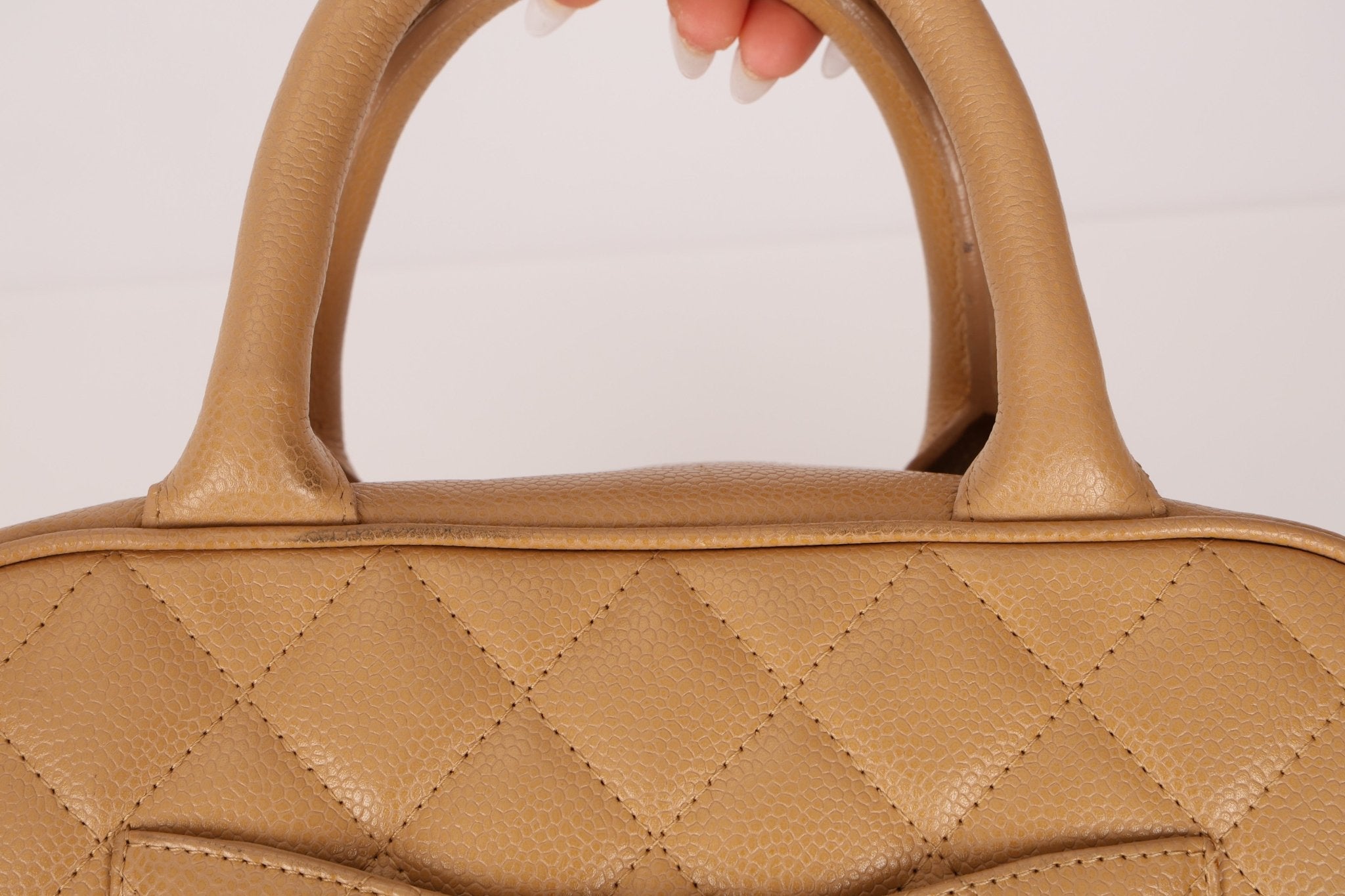 Chanel 2004 Beige Caviar Timeless Boston Bag 24k GP - FashioNica