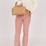 Chanel 2004 Beige Caviar Timeless Boston Bag 24k GP - FashioNica