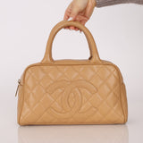 Chanel 2004 Beige Caviar Timeless Boston Bag 24k GP - FashioNica